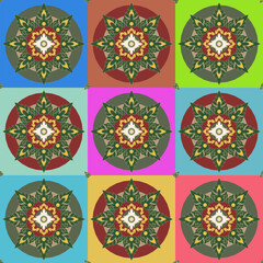 Colorful Thai Art Floral Pop Seamless Pattern