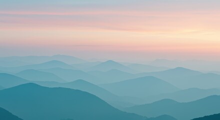 Obraz premium Serene Sunset Over Misty Mountains A Breathtaking Landscape