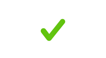 Simple green check mark vector graphic isolated on white background for success concept