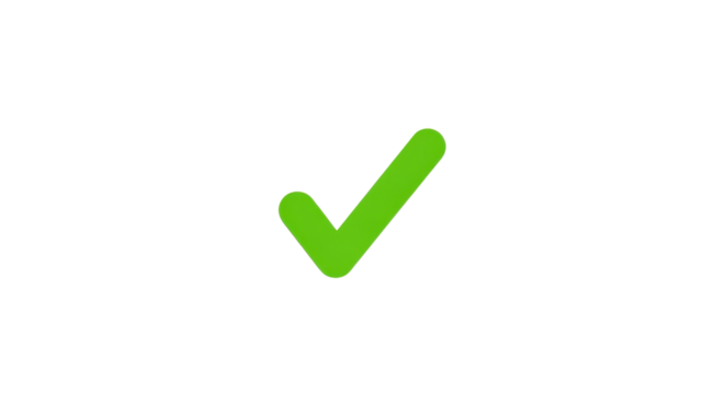 Simple green check mark vector graphic isolated on white background for success concept