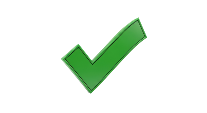 Bold 3D Green Checkmark Icon Symbol Isolated on Clean White Background