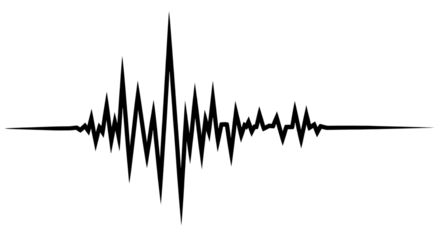 Black seismic waves for earthquake concept isolated PNG with Transparent Background