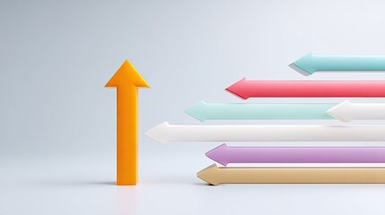 Colorful Directional Arrows Indicating Growth and Progress on a Soft Gray Background
