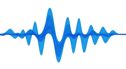 Blue sound wave representing audio frequency and digital signal isolated PNG with Transparent Background