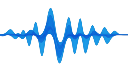 Blue sound wave representing audio frequency and digital signal isolated PNG with Transparent Background