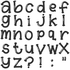 Black Grey Artistic Lowercase Alphabet Letter Set Vector – Creative Decorative Font Design