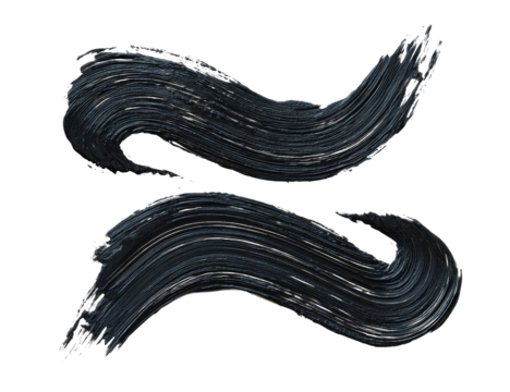 Two dark, sweeping brushstrokes forming an X shape against a transparent background