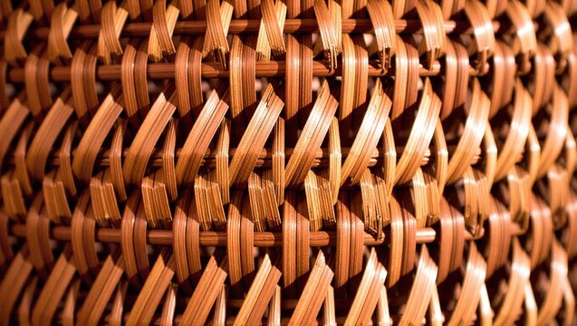 Intricate Woven Pattern of a Brown Basket with Interlocking Stri