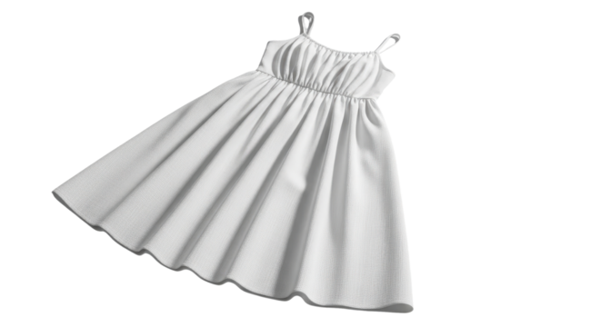 Elegant little white dress with shoulder straps isolated PNG with Transparent Background