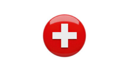 Red round icon with white plus sign isolated PNG with Transparent Background