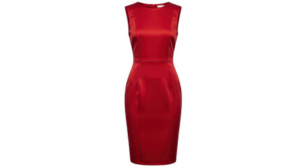Elegant red sleeveless dress for women isolated PNG with Transparent Background