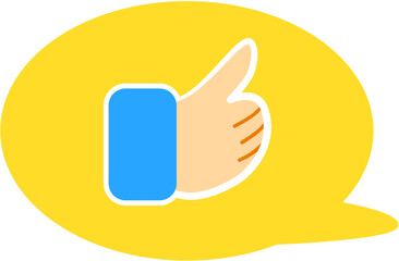 Thumbs Up Like Icon in Orange Speech Bubble. Social Media Approval, Positive Feedback, Communication, and Digital Interaction.
