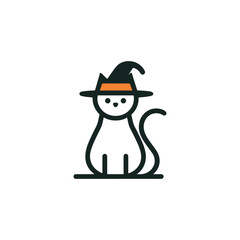 Whimsical Witchy Cat A Spooky Halloween Vector Illustration