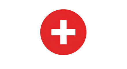 Red circle with a white plus sign icon symbol isolated PNG with Transparent Background