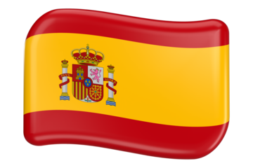3D icon of Spain flag waving
