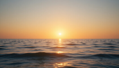 Fototapeta premium Golden Sunrise Over Calm Sea Horizon Symbolizing Hope and Positivity