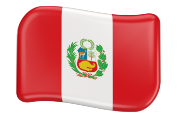 3D icon of Peru flag waving