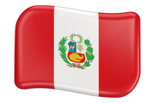 3D icon of Peru flag waving