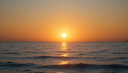 Naklejka premium Golden Sunrise Over Calm Sea Horizon Symbolizing Hope and Positivity