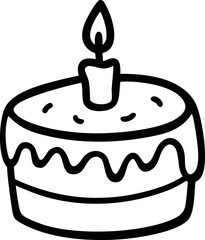Hand Drawn Birthday Cake Doodle Vector Simple Style