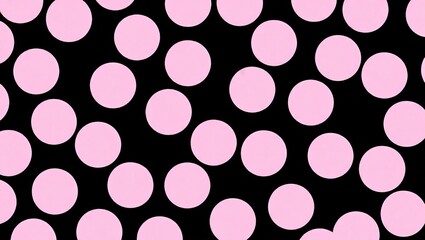 Pink polka dots on black background, a playful and retro design