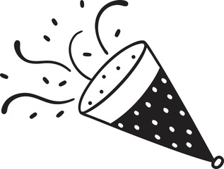 Party Popper with Confetti Explosion Doodle