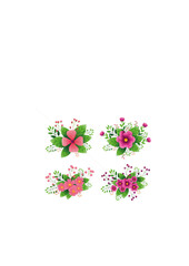 Set of decoration flowers with branches and leafs.ai