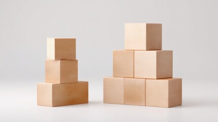 Obraz premium Stacked Wooden Building Blocks in a Minimalist Arrangement for Creative Play and Educational Activities