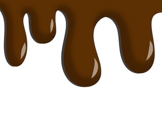 Rich Chocolate Drips on White Background