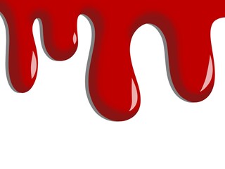 Vibrant Red Dripping Liquid on White
