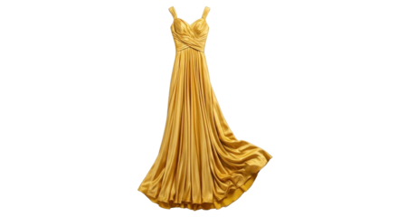 Elegant gold dress isolated PNG with Transparent Background