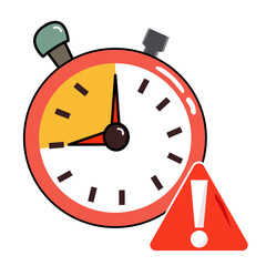 Red Stopwatch with Exclamation Point Illustration