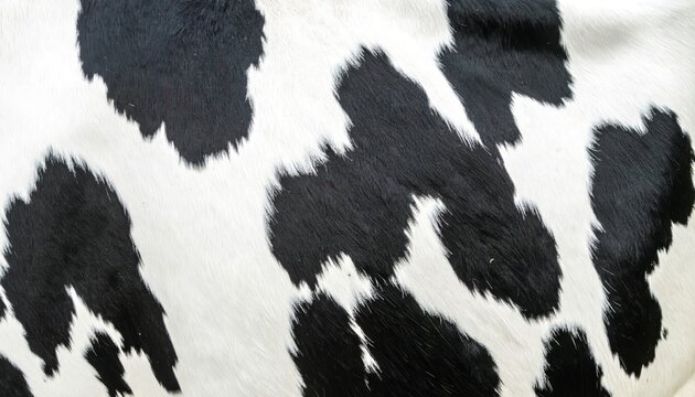 Cowhide pattern, close-up, black and white fur texture, realistic - Powered by Adobe