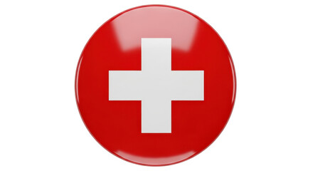 Fototapeta premium Round badge with Swiss flag isolated PNG with Transparent Background