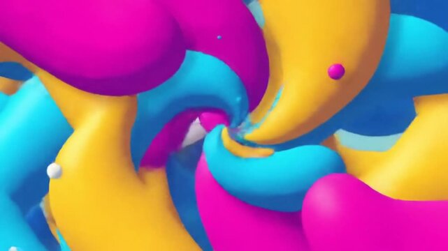 Dynamic Abstract Animation with Playful Organic Shapes in Vibrant Colors Loop