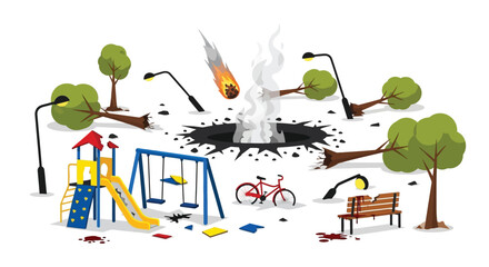 Devastated Playground Meteorite Impact Aftermath.