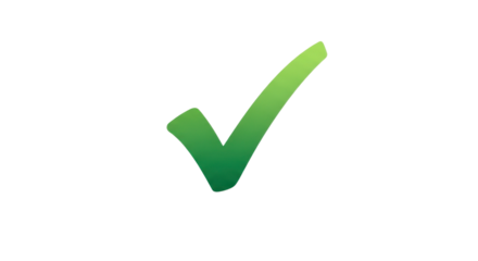 Green check mark symbol for website or application isolated PNG with Transparent Background