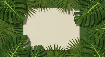 Tropical leaf background with empty space for design
