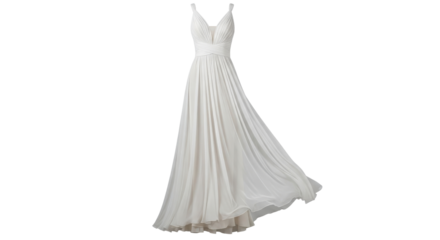 Elegant long white dress for a special occasion isolated PNG with Transparent Background