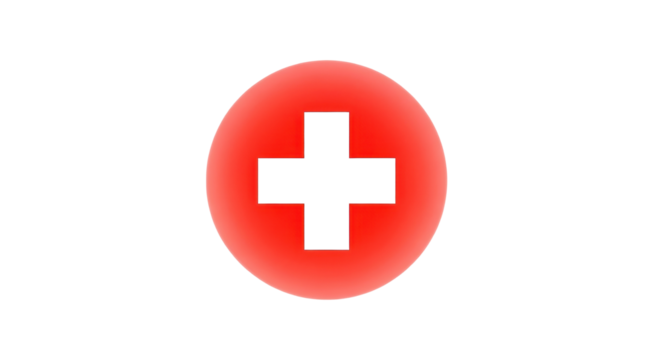 Red cross in a circle for medical or healthcare use isolated PNG with Transparent Background