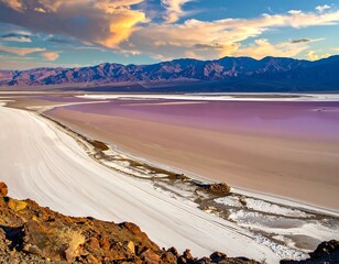 Majestic Salt Flats and Pink Lake at Dawn