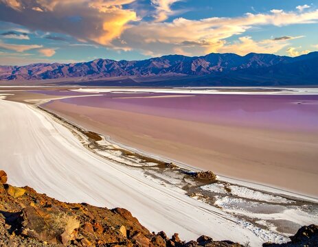 Majestic Salt Flats and Pink Lake at Dawn
