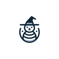 Whimsical Witchy Cat Icon for Spooky Season Designs