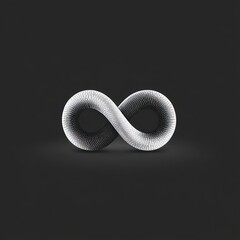 Obraz premium 3D digital infinity loop made of segmented white and black cylindrical units on a dark background symbolizing continuity and endlessness