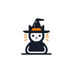 Whimsical Halloween Cat Icon in Modern Minimalist Style