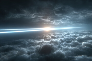 Obraz premium Minimal sci-fi energy field with soft blue plasma glow and ethereal futuristic atmosphere