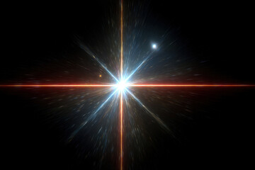 Obraz premium Single glowing dot shining brightly in vast dark empty space