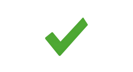 Green check mark graphic icon symbol for approval and success isolated PNG with Transparent Background