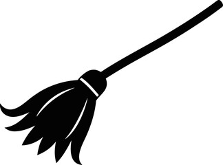 Stylish Hand Drawn Broom Silhouette Vector Illustration