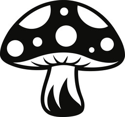 Stylish Mushroom Doodle Silhouette Vector Illustration